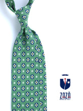 GEMINA unlined green tailored tie in linen/silk